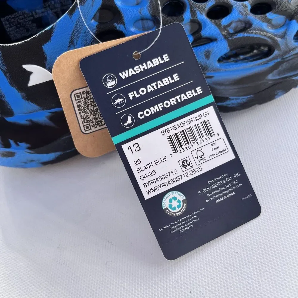 Rugged Shark Blue Black‎ Slip-On Water Sneaker Big Boys Size 13 Vacation Travel